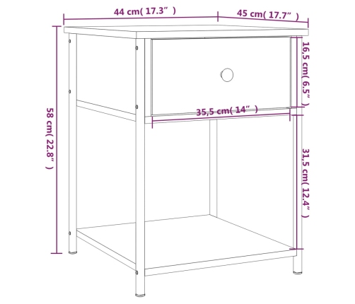 vidaXL Mesita de noche madera de ingeniería roble Sonoma 44x45x58 cm