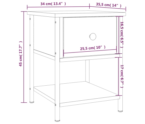 Mesita de noche madera de ingeniería negra 34x35,5x45 cm