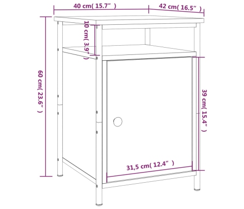 vidaXL Mesita de noche madera contrachapada roble sonoma 40x42x60 cm