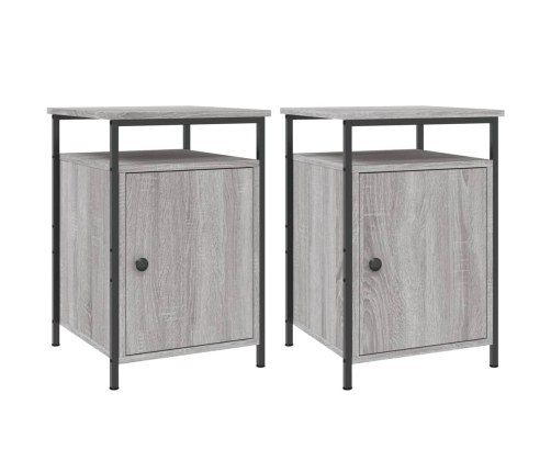 Mesitas de noche 2 uds madera contrachapada gris 40x42x60 cm