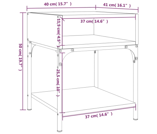 Mesita de noche madera de ingeniería negro 40x41x50 cm