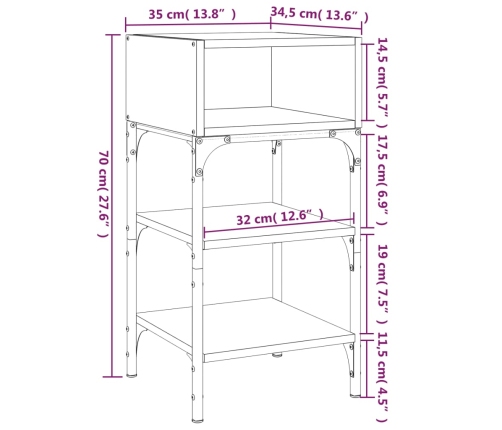 vidaXL Mesita de noche madera de ingeniería roble Sonoma 35x34,5x70 cm