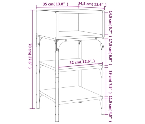 Mesita noche 2 uds madera ingeniería roble Sonoma 35x34,5x70 cm