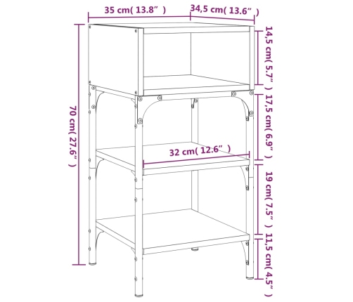 Mesita de noche madera de ingeniería roble ahumado 35x34,5x70cm