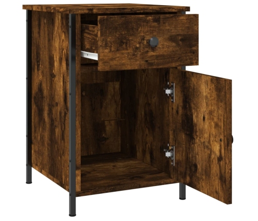 Mesitas noche 2 uds madera contrachapada roble humo 40x42x60 cm