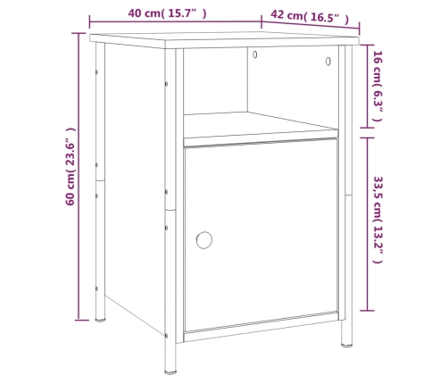 Mesita de noche madera contrachapada roble sonoma 40x42x60 cm