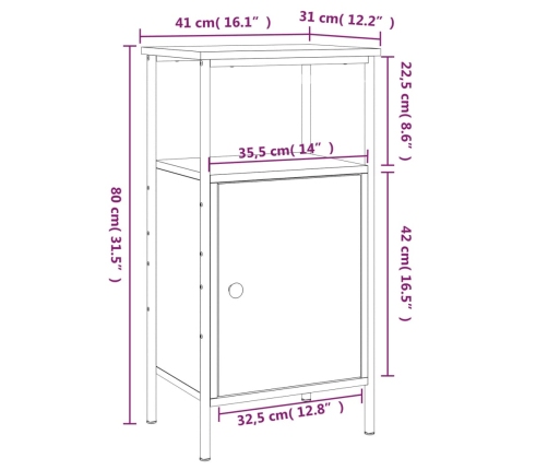 Mesita de noche madera de ingeniería roble Sonoma 41x31x80 cm