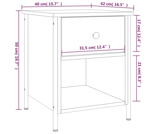 Mesita de noche madera de ingeniería roble Sonoma 40x42x50 cm