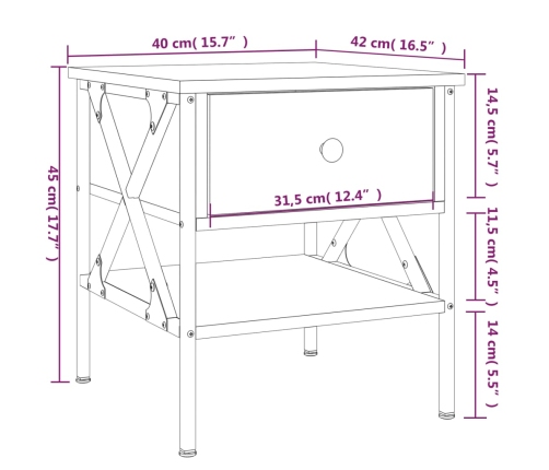 Mesita de noche madera de ingeniería negro 40x42x45 cm