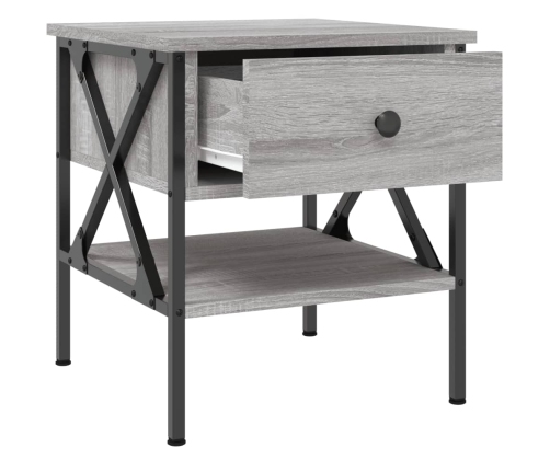 Mesita de noche 2 uds madera ingeniería gris Sonoma 40x42x45 cm