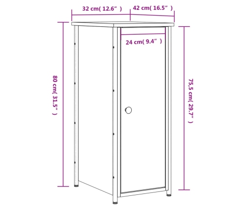 vidaXL Mesita de noche madera de ingeniería gris Sonoma 32x42x80 cm