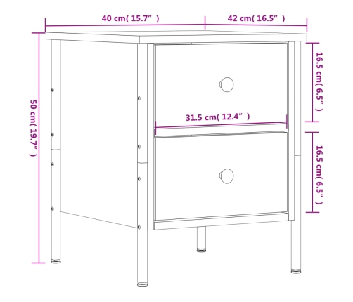 Mesita de noche madera de ingeniería negro 40x42x50 cm