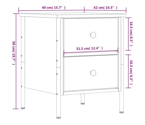 Mesitas de noche 2 uds madera de ingeniería negro 40x42x50 cm