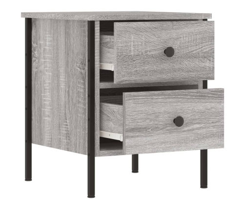 Mesita de noche 2 uds madera ingeniería gris Sonoma 40x42x50 cm