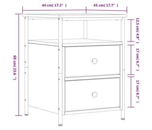 vidaXL Mesitas de noche 2 uds madera de ingeniería negro 44x45x60 cm