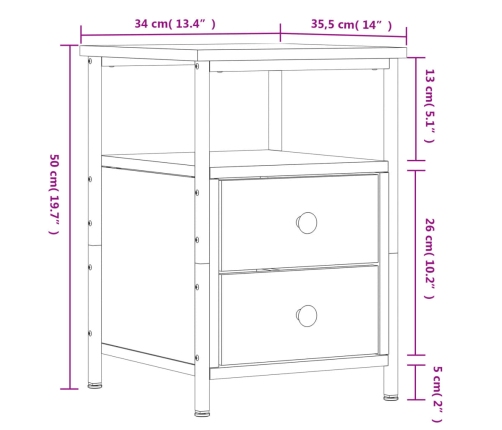 vidaXL Mesita de noche madera de ingeniería negro 34x35,5x50 cm