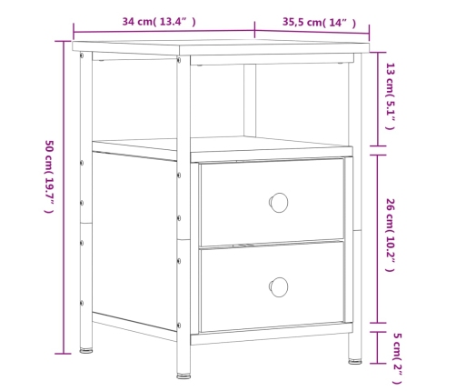 Mesitas noche 2 uds madera ingeniería roble Sonoma 34x35,5x50cm