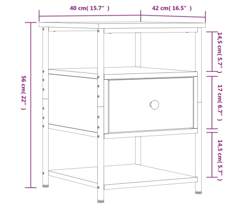 Mesita de noche madera de ingeniería negra 40x42x56 cm