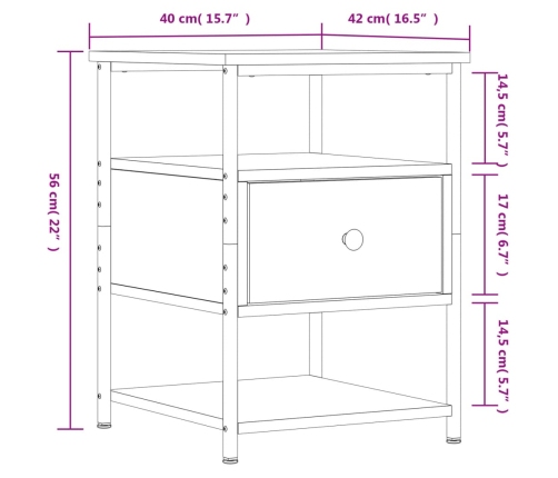 vidaXL Mesitas noche 2 uds madera ingeniería roble Sonoma 40x42x56 cm