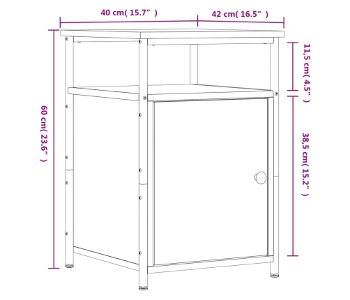 Mesita de noche madera contrachapada roble sonoma 40x42x60 cm