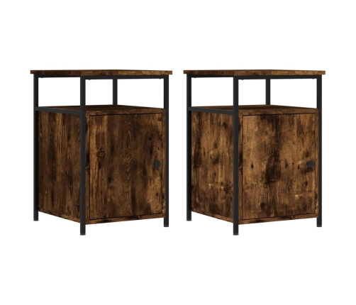 Mesitas noche 2 uds madera contrachapada roble humo 40x42x60 cm