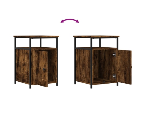 Mesitas noche 2 uds madera contrachapada roble humo 40x42x60 cm