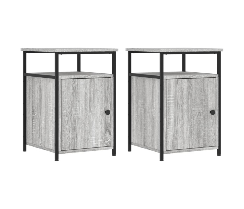 Mesitas de noche 2 uds madera contrachapada gris 40x42x60 cm