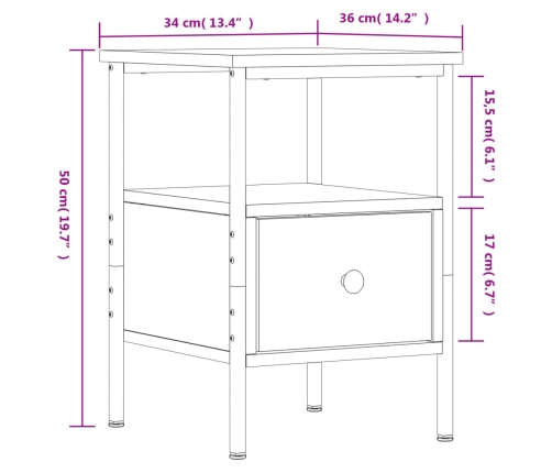 Mesitas noche 2 uds madera ingeniería roble Sonoma 34x36x50 cm