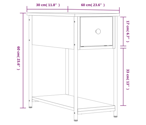 vidaXL Mesita de noche madera de ingeniería negra 30x60x60 cm