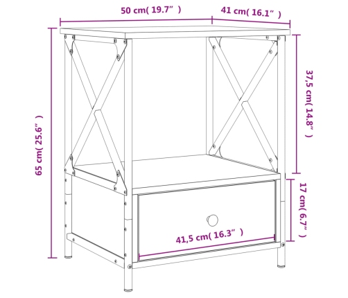 Mesita de noche madera de ingeniería roble Sonoma 50x41x65 cm