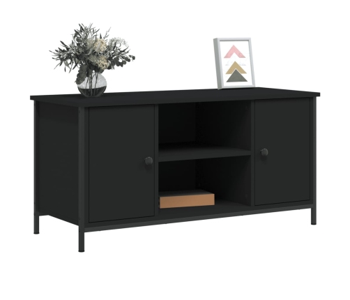 Mueble para TV madera contrachapada negro 100x40x50 cm