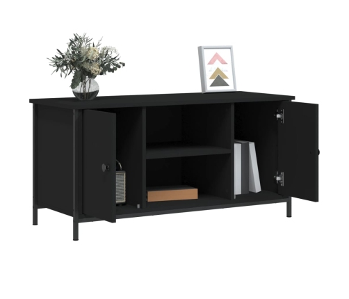 Mueble para TV madera contrachapada negro 100x40x50 cm