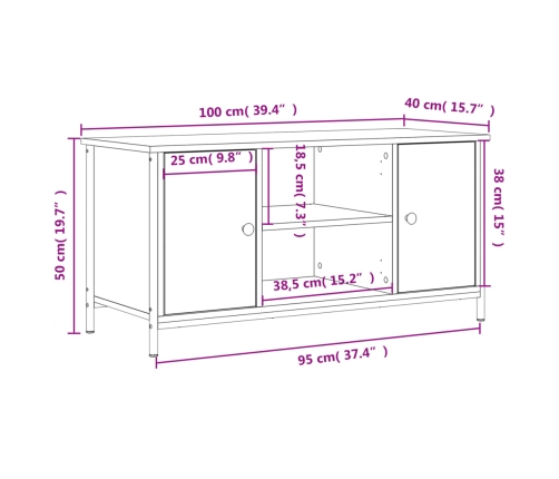 Mueble para TV madera contrachapada negro 100x40x50 cm