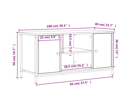 Mueble para TV madera contrachapada roble ahumado 100x40x50 cm