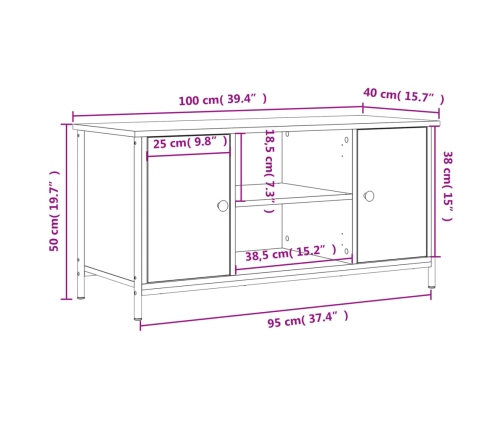 Mueble de TV madera contrachapada gris Sonoma 100x40x50 cm