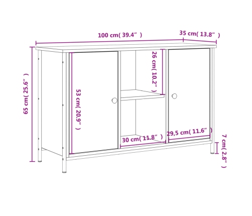 Mueble de TV madera de ingeniería roble Sonoma 100x35x65 cm