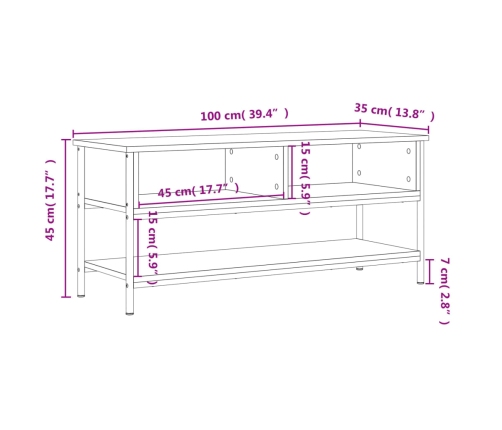 Mueble de TV madera contrachapada negro 100x35x45 cm