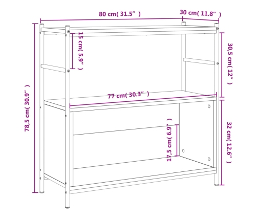 Estantería hierro y madera de ingeniería negro 80x30x78,5 cm