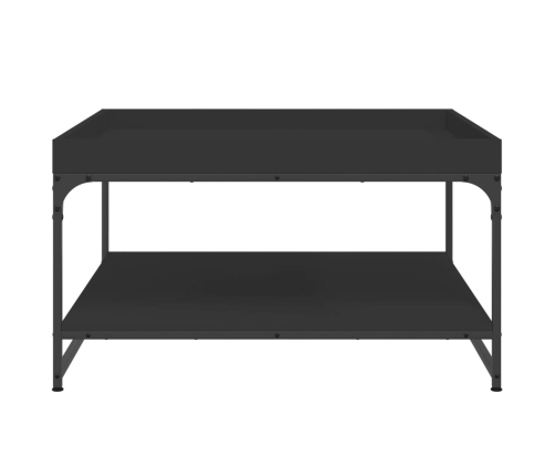 vidaXL Mesa de centro madera de ingeniería y hierro negro 80x80x45 cm