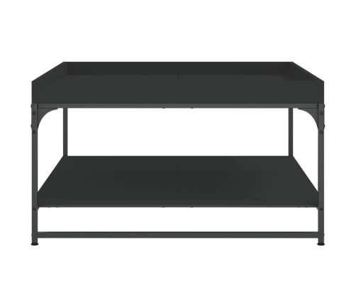 vidaXL Mesa de centro madera de ingeniería y hierro negro 80x80x45 cm