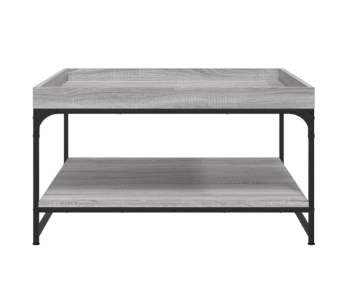 Mesa centro madera ingeniería y hierro gris Sonoma 80x80x45 cm