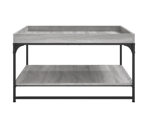 Mesa centro madera ingeniería y hierro gris Sonoma 80x80x45 cm