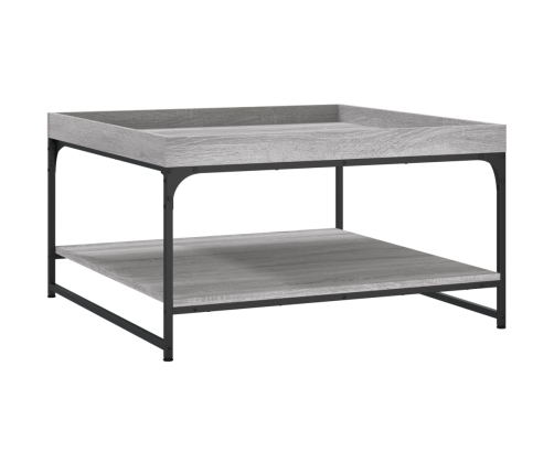 Mesa centro madera ingeniería y hierro gris Sonoma 80x80x45 cm