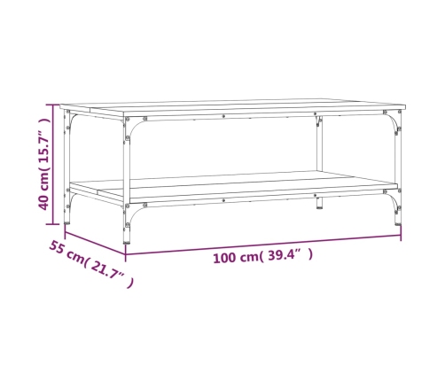 vidaXL Mesa de centro madera de ingeniería roble ahumado 100x55x40 cm