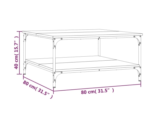 vidaXL Mesa de centro madera de ingeniería negro 80x80x40 cm