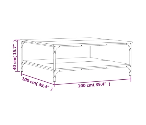 vidaXL Mesa de centro madera de ingeniería negro 100x100x40 cm