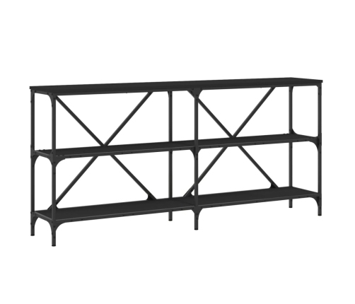 Mesa consola hierro y madera de ingeniería negro 160x30x75 cm