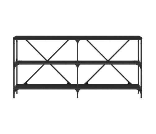 Mesa consola hierro y madera de ingeniería negro 160x30x75 cm