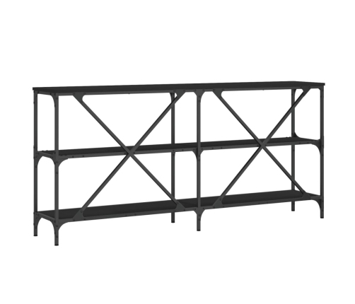 Mesa consola hierro y madera de ingeniería negro 160x30x75 cm