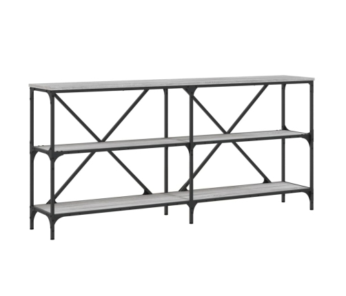 Mesa consola hierro y madera ingeniería gris Sonoma 160x30x75cm